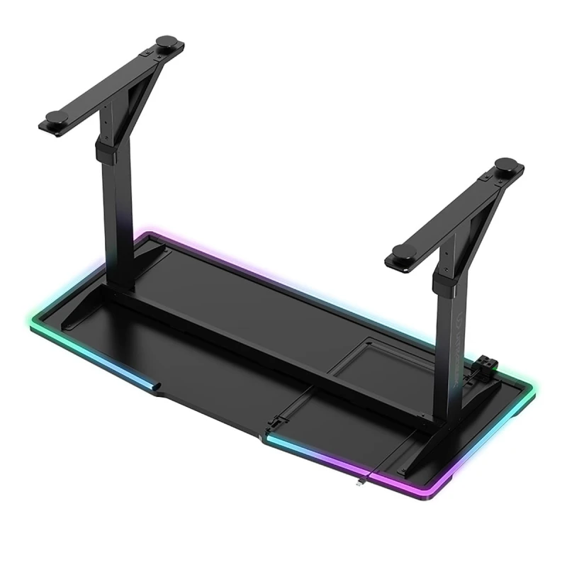 ULTRADESK Biurko dla gracza IRON, 132,5x60,5 cm, 71-81  cm, elektycznie regulowany, podświetlenie RGB
