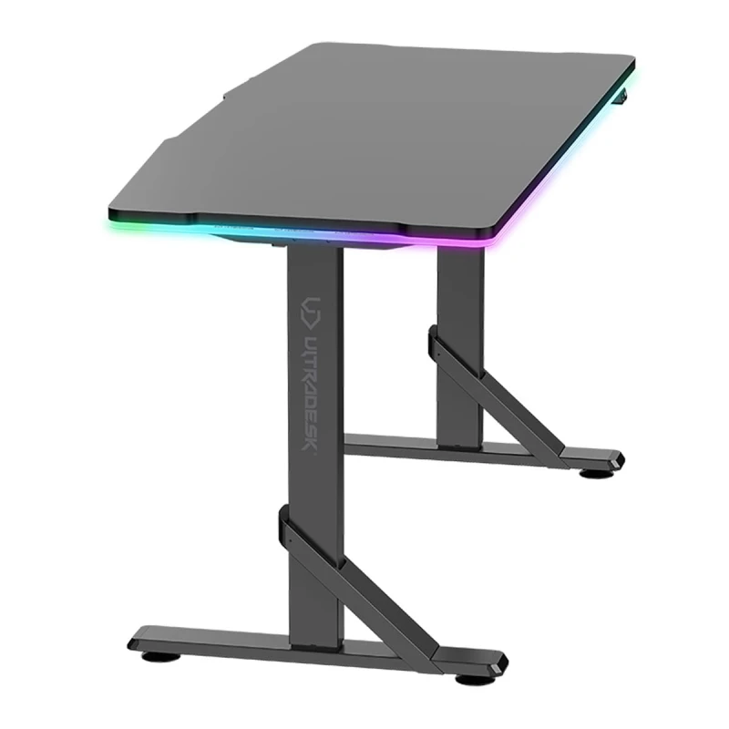 ULTRADESK Biurko dla gracza IRON, 132,5x60,5 cm, 71-81  cm, elektycznie regulowany, podświetlenie RGB