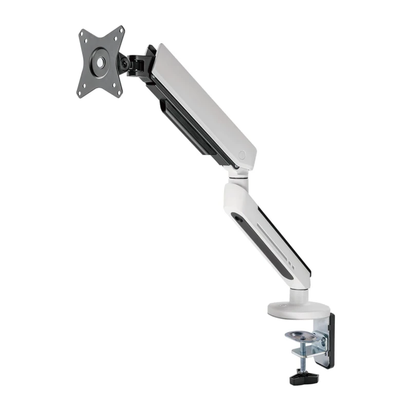 Regulowany uchwyt ULTRADESK OFFSHOOT Single na monitor, 9KG, mocowanie na zacisk, 17"-32", 75x75/100x100, biały