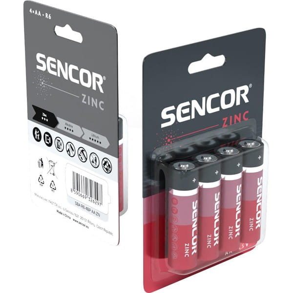 Bateria cynkowo-węglowa, AA, 1.5V, Sencor, blistr, 4-pack