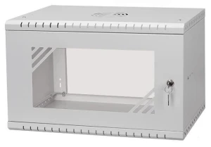 Szafa wisząca Rack 19" Netrack, ECO-Line, 6U/350mm, szara, drzwi przeszklone - USZ OPAK