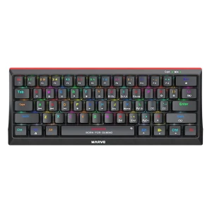 Marvo HECATE 61R, klawiatura US, do gry, przewodowa (USB), czarna, mechaniczna, RGB, czerwone przełączniki