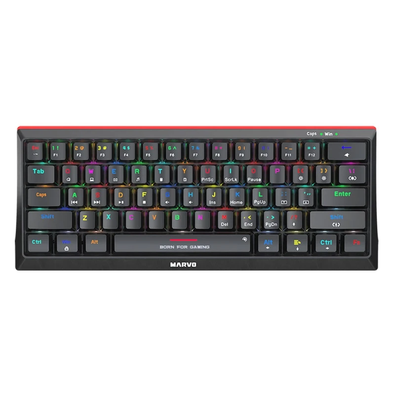 Marvo KG962G EN - R, klawiatura US, do gry, mechaniczna rodzaj przewodowa (USB), czarna