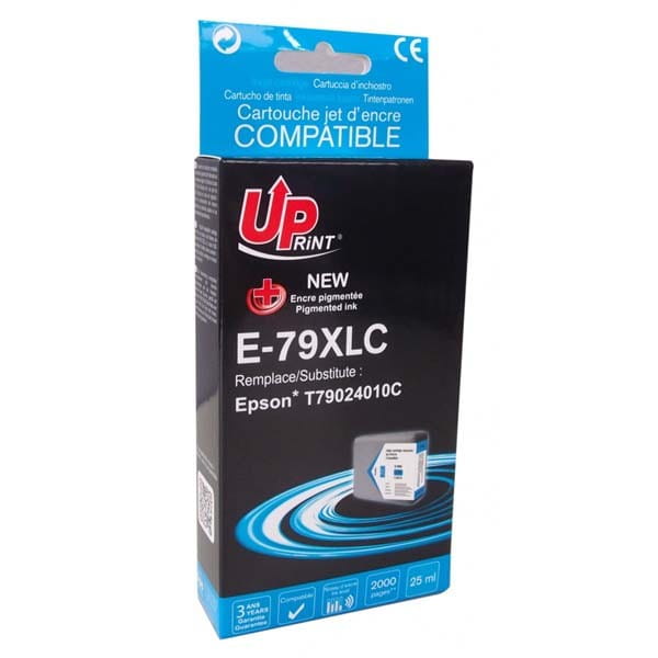 UPrint kompatybilny ink / tusz C13T79024010, z C13T79024010, 79XL, XL, cyan, 2000s, 25ml, E-79XLC, 1szt, dla Epson WorkForce Pro W
