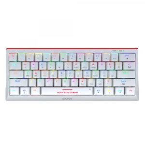 Marvo HECATE 61R, klawiatura US, do gry, przewodowa (USB), biała, mechaniczna, RGB, czerwone przełączniki