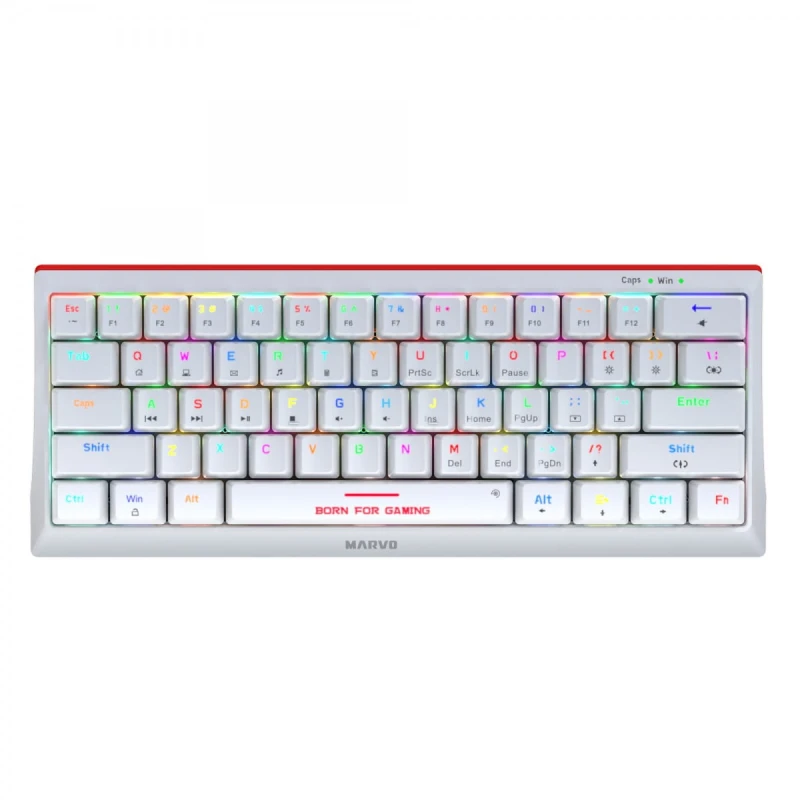 Marvo KG962G WH EN - R, klawiatura US, do gry, mechaniczna rodzaj przewodowa (USB), biała
