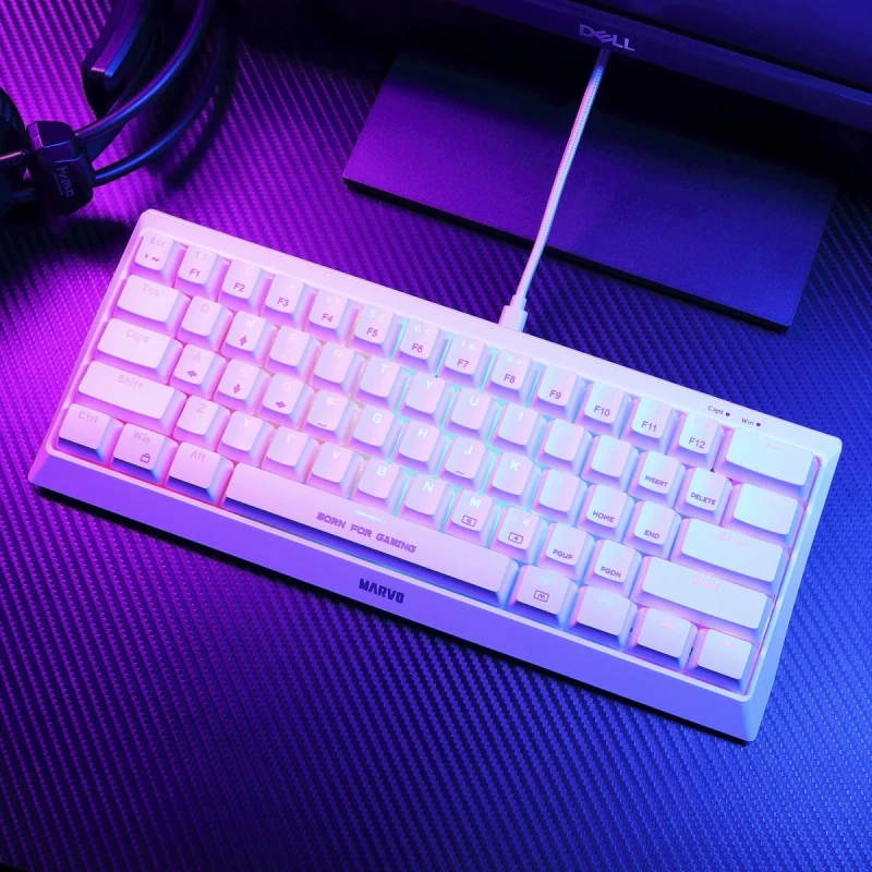 Marvo KG962G WH EN - R, klawiatura US, do gry, mechaniczna rodzaj przewodowa (USB), biała