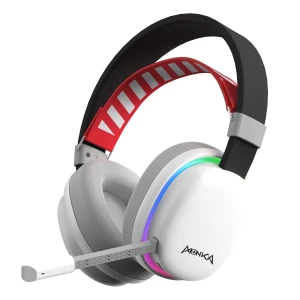 Marvo MONKA ECHO, słuchawki z mikrofonem, biała, podświetlona, Tri-mode