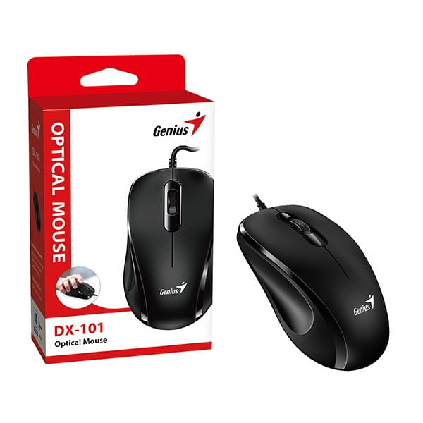 Mysz przewodowa, Genius DX-101, czarna, optyczna, 1200DPI