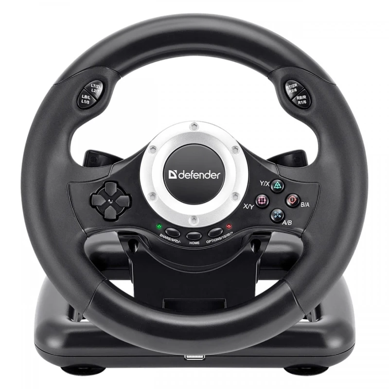 Kierownica Defender TURBO PRO, 10przycisk, USB, czarny, z pedałami, PS3,PS4,PC,Xbox One,Xbox Series X/S,Nintendo Switc