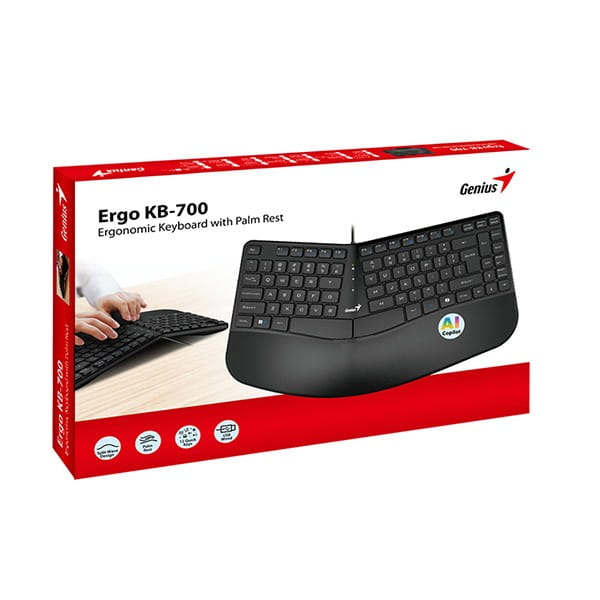 Genius Ergo KB-700, CZ/SK, ergonomiczna, przewodowa (USB), czarna, Copilot