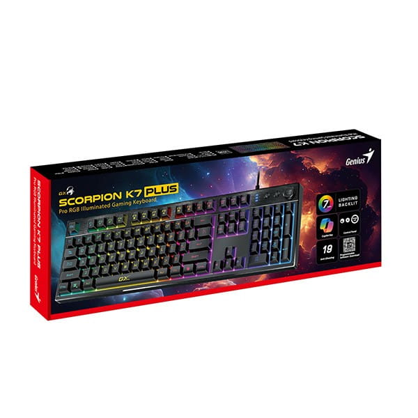 Genius GX Gaming Scorpion K7 Plus, klawiatura CZ/SK, do gry, przewodowa (USB), czarna, COPILOT