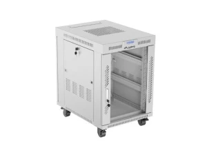 Szafa instalacyjna Rack stojąca 19" 15U 600x800 szara drzwi szklane LCD Lanberg (flat pack)