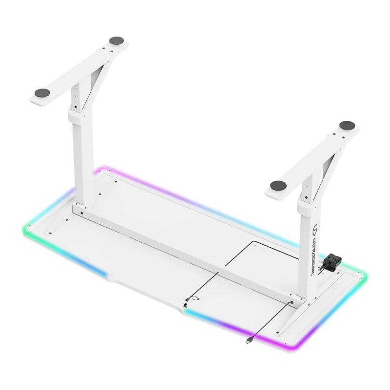 ULTRADESK Biurko dla gracza IRON WHITE, 132,5x60,5 cm, 71-81  cm, mechaniczna regulacja wysokości