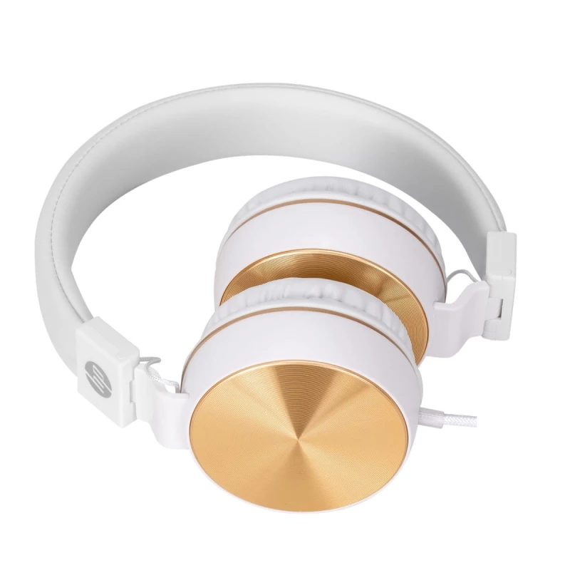 HP DHH-1206 White słuchawki z mikrofonem, regulacja głośności, biało-złota, klasyczna typ 3,5mm jack
