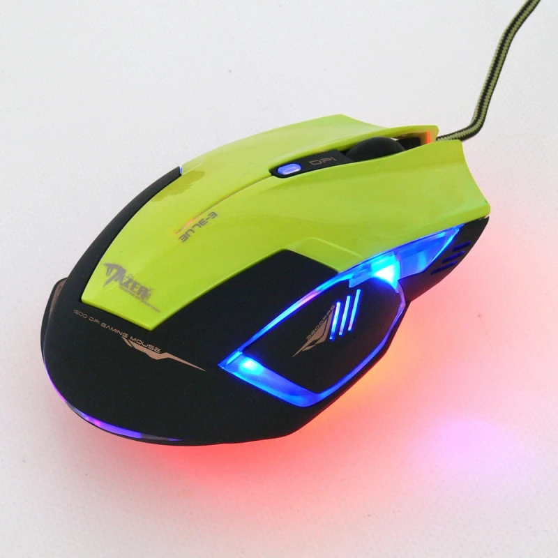 E-Blue Mysz Mazer R, 2400DPI, optyczna, 6kl., 1 scroll, przewodowa USB, zielona, do gry