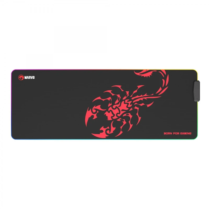 RGB Podkładka pod mysz, SCORP XL, czarna, 800 x 300 mm, 4 mm, Marvo, Hub USB