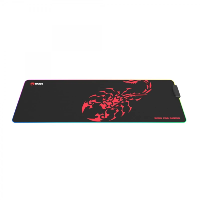 RGB Podkładka pod mysz, SCORP XL, czarna, 800 x 300 mm, 4 mm, Marvo, Hub USB
