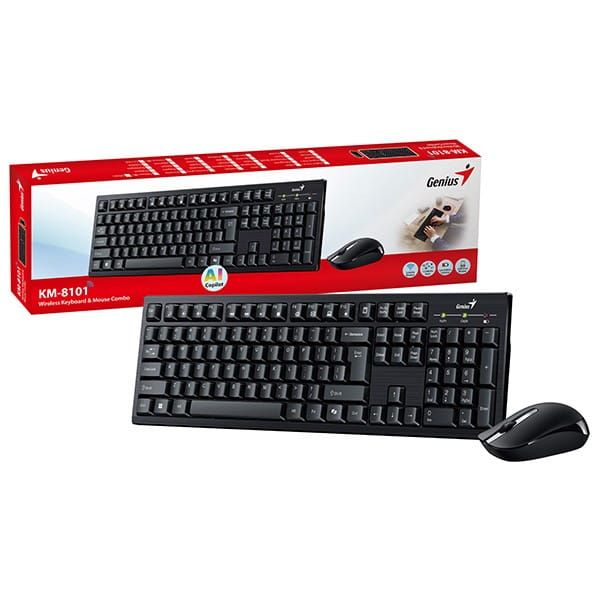 Genius KM-8101 COPILOT, zestaw klawiatura z myszą optyczną bezprzewodową, 1x AAA, 1x AA, CZ/SK, multimedialny, niski profil rodzaj