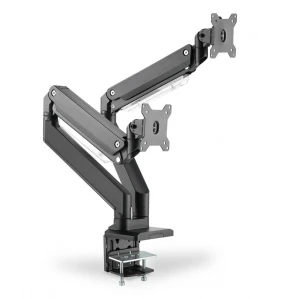 Ramię biurkowe podwójne z zaciskiem DIGITUS 2xLCD z sprężyną gazową max. 2x35" i 15kg - USZ OPAK