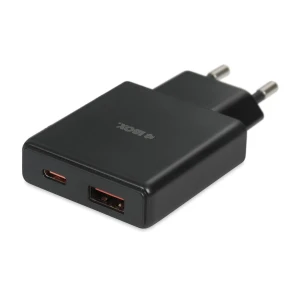 Ładowarka sieciowa iBOX C-43 Slim USB A+C 30W kabel USB-C do USB-C czarna