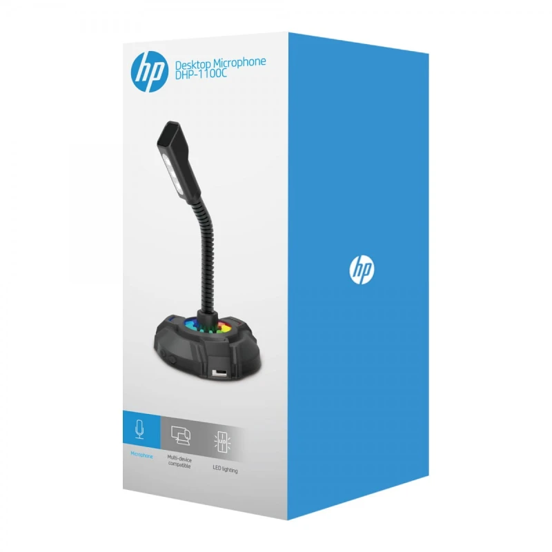 HP, komputerowy mikrofon, DHP-1100C, czarny, lampka LED USB Hub