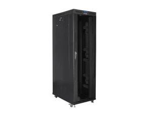 Szafa instalacyjna Rack stojąca 19" 42U 800x1200 czarna drzwi szklane LCD Lanberg (flat pack) - USZ OPAK