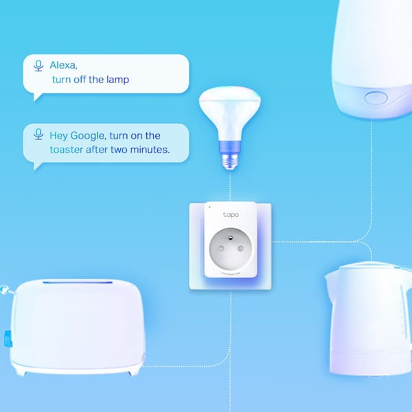 Gniazdko Mini Smart Plug Wi-Fi, konfiguracja z WiFi, max. 3680W, biała, TP-LINK, Kontrola głosem, Monitorowanie zużycia energii