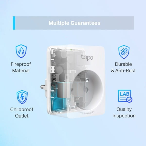 Gniazdko Mini Smart Plug Wi-Fi, konfiguracja z WiFi, max. 3680W, biała, TP-LINK, Kontrola głosem, Monitorowanie zużycia energii
