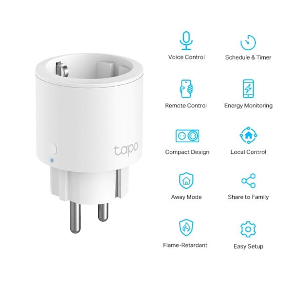 Inteligentne gniazdko Tapo P115, konfiguracja z WiFi, max. 3680W, biała, TP-LINK, Kontrola głosem, Monitorowanie zużycia energii