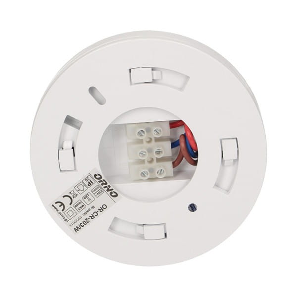 PIR motion sensor 230V 50Hz, 6m, max. 1200W, biała, ORNO, 360°, IP20, podczerwień