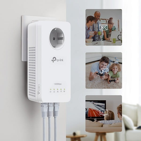 TP-LINK powerline (LAN przez 230V) TL-WPA8631P KIT 1300Mbps, gniazdka elektryczne, do 300m, szyfrowanie AES