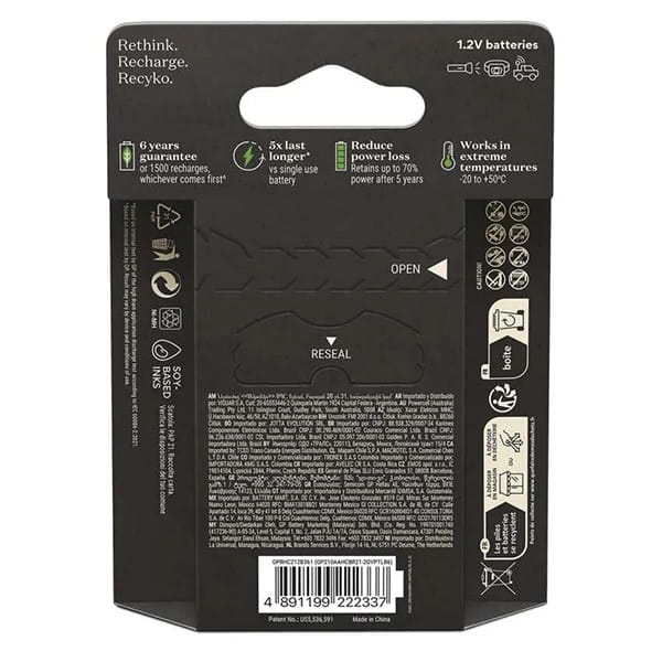 Akumulatorki, AA (HR6), 1.2V, 2000 mAh, GP, kartonik, 6-pack, ReCyko Pro