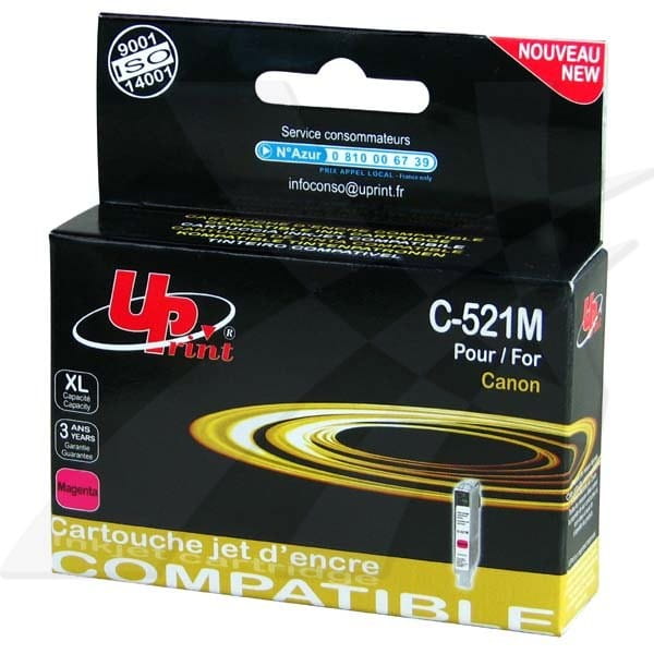UPrint kompatybilny ink / tusz z CLI521M, magenta, 450s, 10ml, C-521M, z chipem, dla Canon iP3600, iP4600, MP620, MP630, MP980
