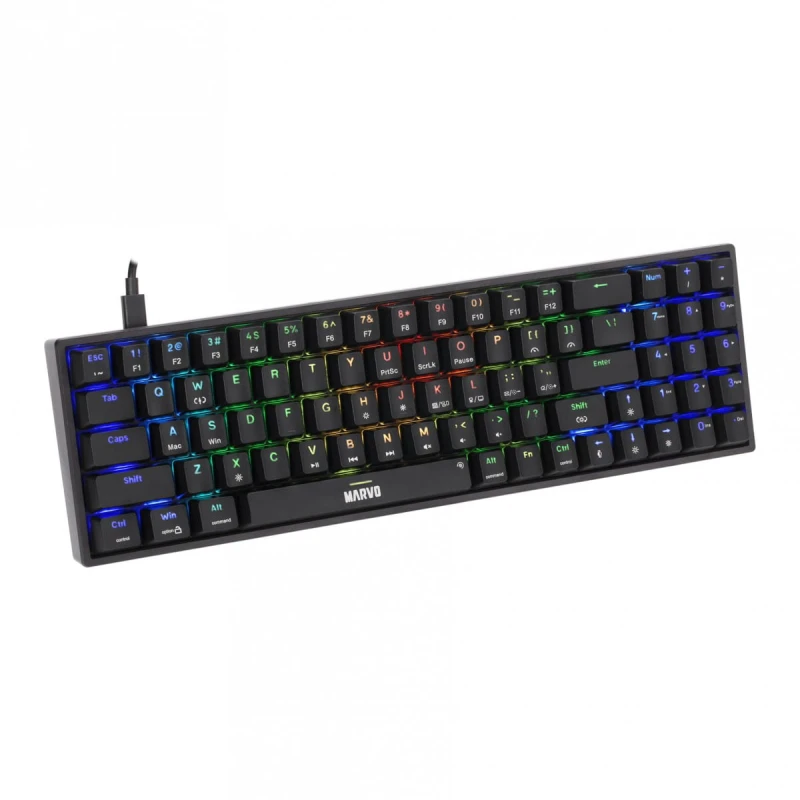Marvo SHOGO 78, klawiatura US, do gry, przewodowa (USB), czarna, mechaniczna, podświetlenie