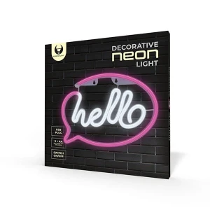 Neon LED Light HELLO pink white Bat + USB FLNE15 