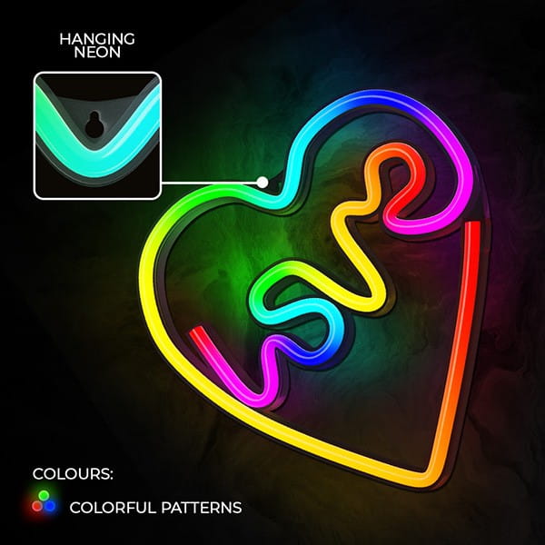 Neon LED RGB LOVE IN HEART FLRN02 + RC Forever Light