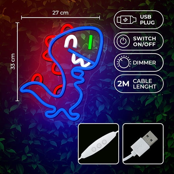 Neon PLEXI LED JURASSIC BABY DINO blue FLNJ01 Forever Light
