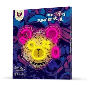 Neon ART LED PUNK TEDDY BEAR pink-yellow FLA01 