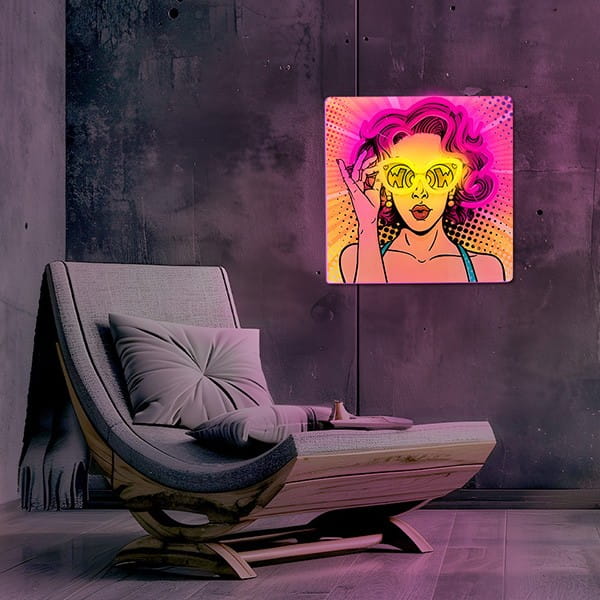 Neon ART LED POWER WOMAN yellow-purple FLA02 Forever Light