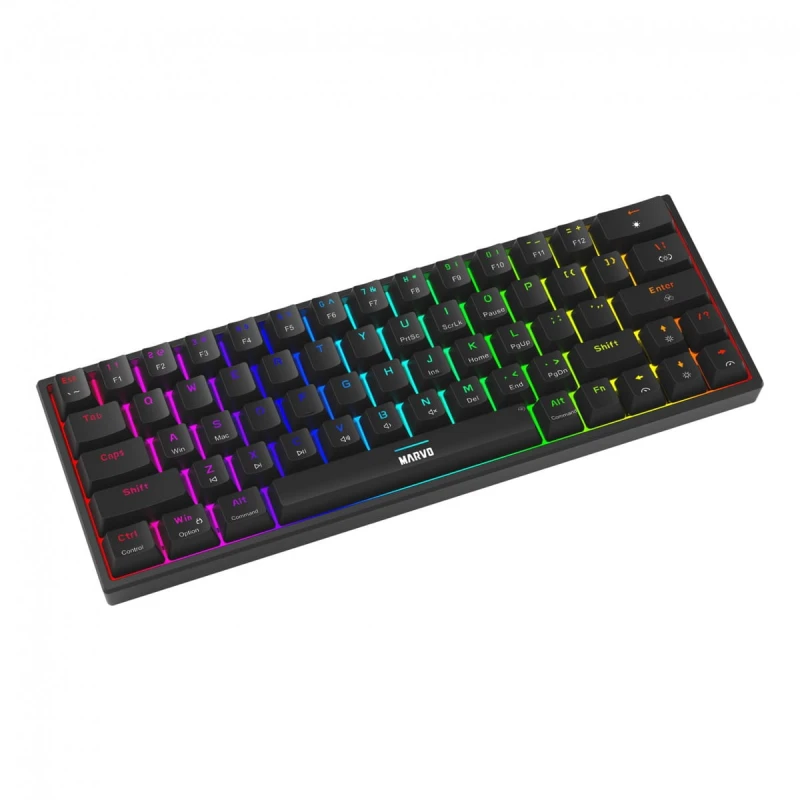 Marvo SHOGO 63, klawiatura US, do gry, przewodowa (USB), czarna, mechaniczna, podświetlenie