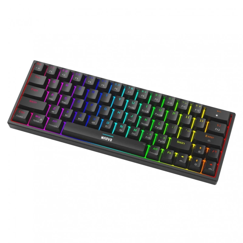 Marvo SHOGO 63, klawiatura US, do gry, przewodowa (USB), czarna, mechaniczna, podświetlenie
