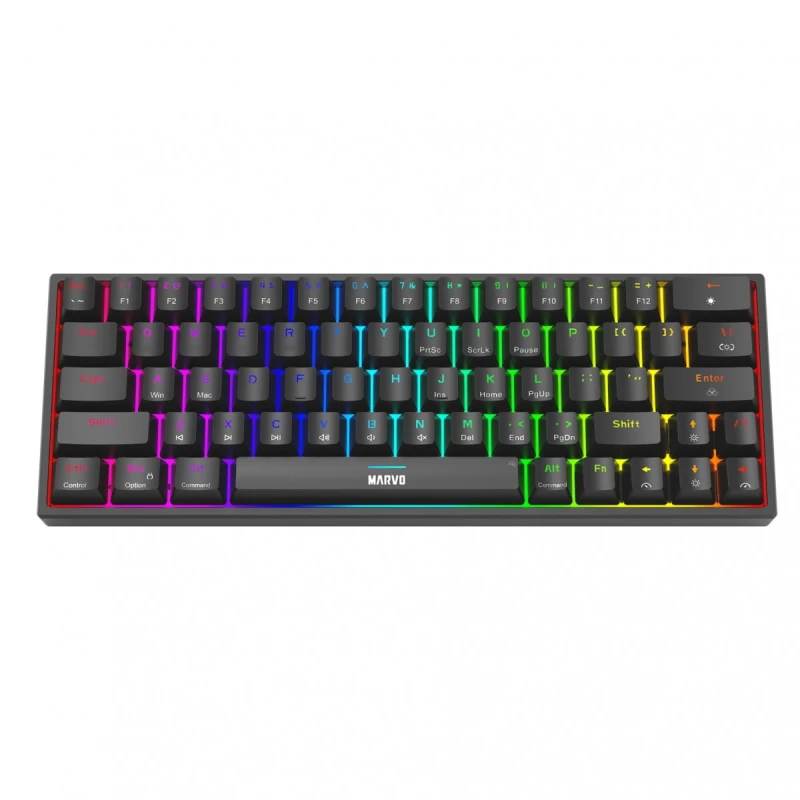 Marvo SHOGO 63, klawiatura US, do gry, przewodowa (USB), czarna, mechaniczna, podświetlenie