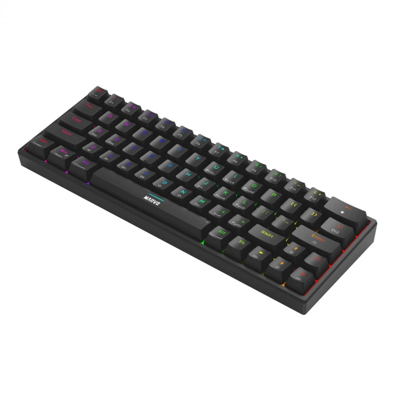 Marvo SHOGO 63, klawiatura US, do gry, przewodowa (USB), czarna, mechaniczna, podświetlenie