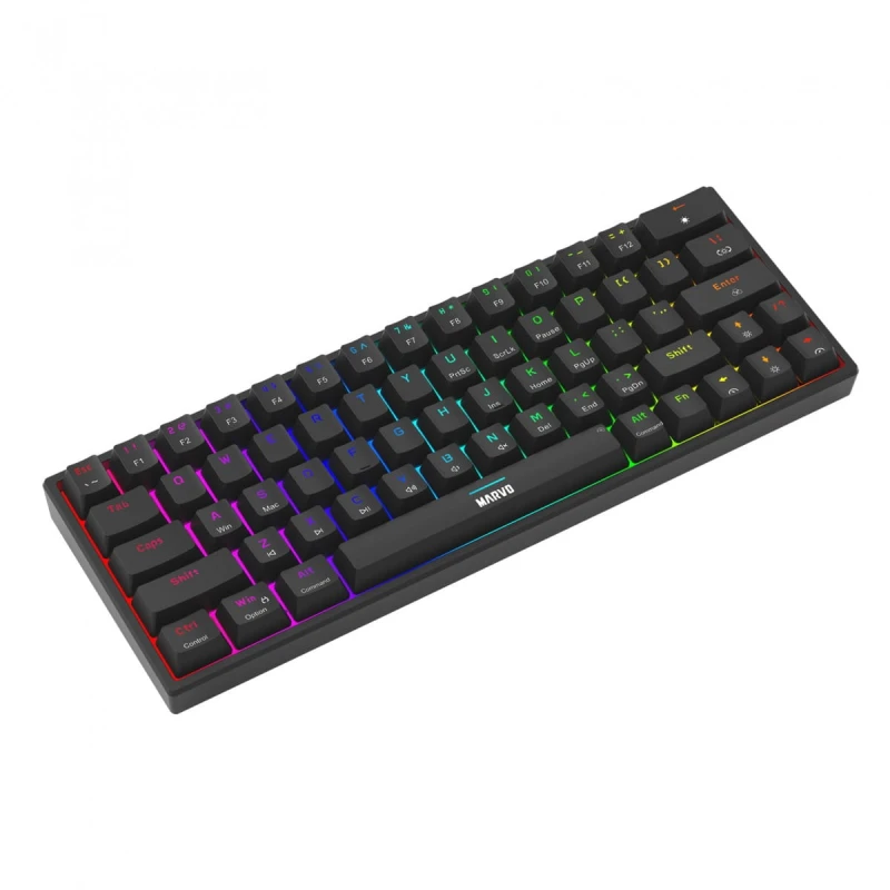 Marvo SHOGO 63, klawiatura US, do gry, przewodowa (USB), czarna, mechaniczna, podświetlenie