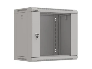 Szafa instalacyjna Rack wisząca 19" 9U 540x350 szara Drzwi przeszklone Lanberg (flat pack)