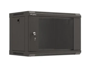 Szafa instalacyjna Rack wisząca 19" 6U 540x350 czarna Drzwi przeszklone Lanberg (flat pack)