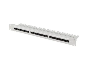 Patch panel Lanberg 24 port 1U 19" Kat.5e UTP z organizerem kablowym szary