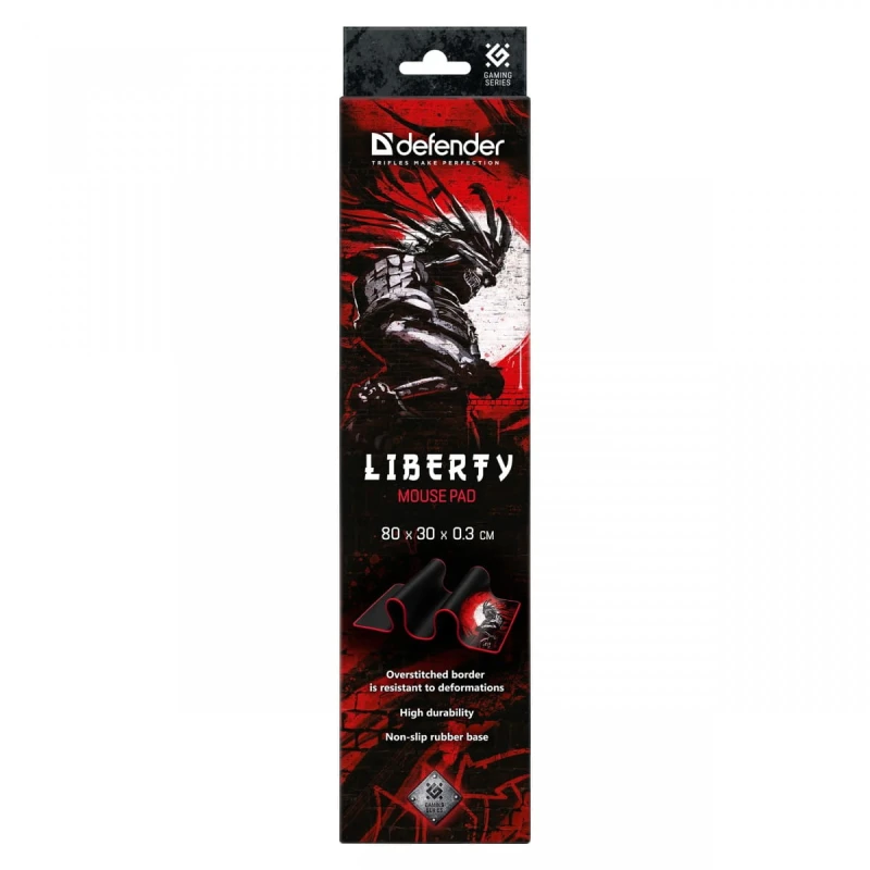 Podkładka pod mysz, LIBERTY, do gry, czarno-czerwona, 80x30 cm, Defender