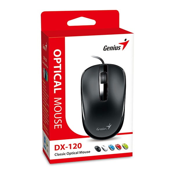 Mysz przewodowa, Genius DX-120, czarna, optyczna, 1200DPI, USB-C
